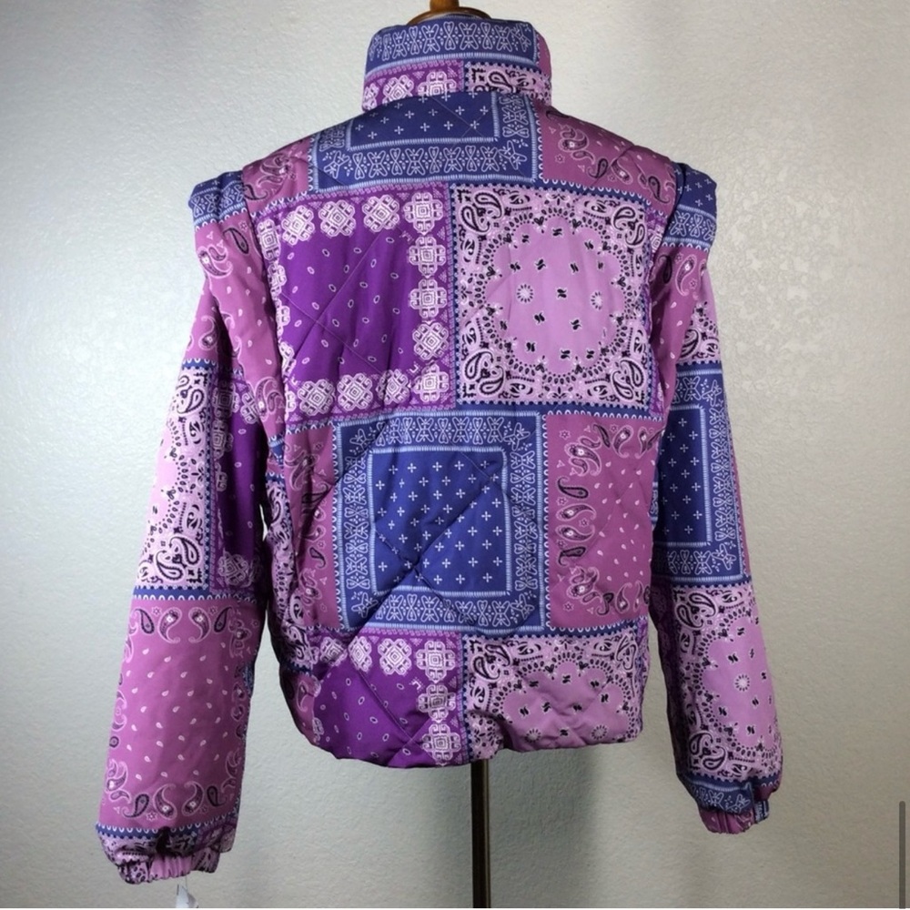 Pistola Purple and Pink Puffer Jacket with Bohemian Patchwork - Picture 3 of 5